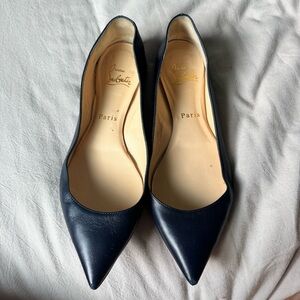 Christian Louboutin Navy Leather Flats